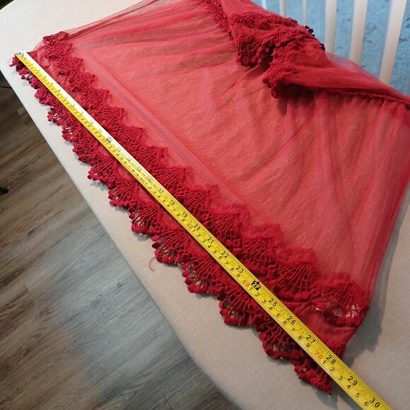 Sorrento Red Sheer Lace Top L blouse tunic swim cover boho lightweight summer - Picture 13 of 15